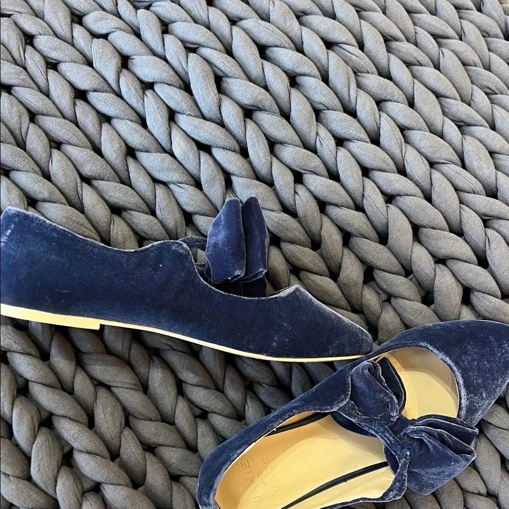 Janie and Jack Navy Velvet Bow Flats